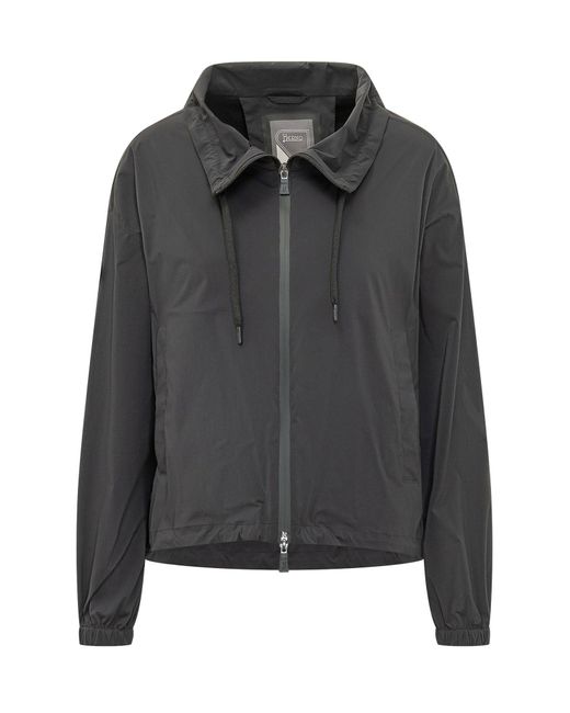 Herno Black Lightweight Hooded Jacket With Drawstring