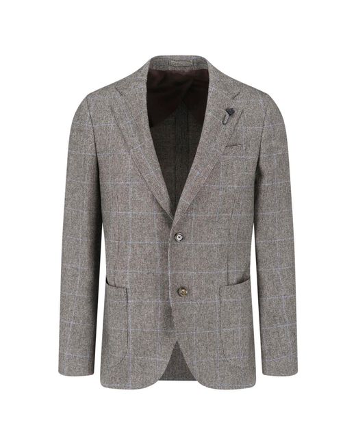 Lardini Gray Checked Wool Blazer for men