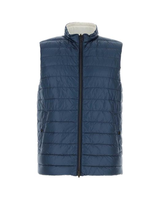 Herno Blue Nylon Reversible Down Jacket for men