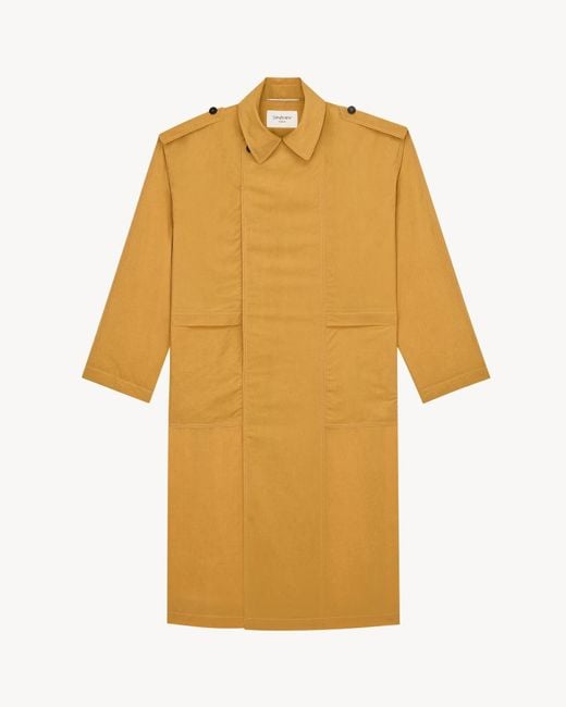 Saint Laurent Yellow Long Buttoned Jacket With Pockets