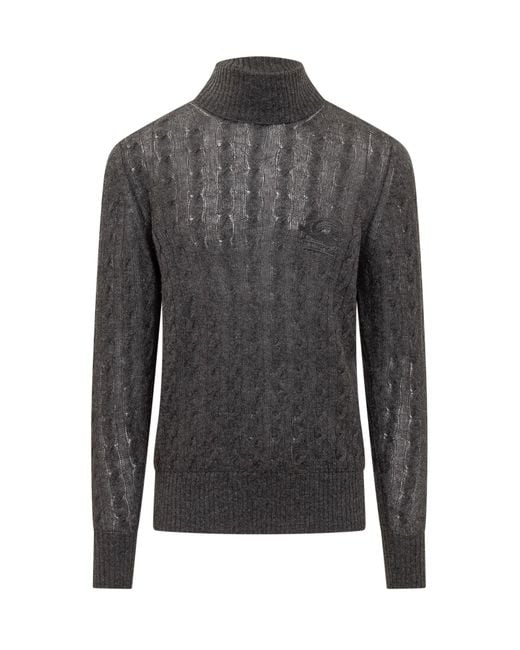 Etro Gray Cashmere Pullover Turtleneck