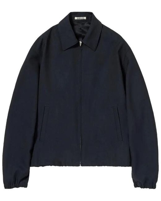 Auralee Blue Hopsack Zip Blouson