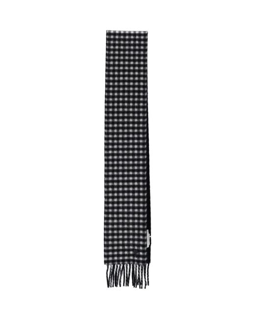 AMI White Wool Check Scarf