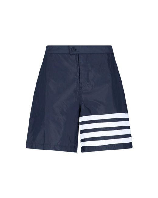 Thom Browne Blue Striped Tailored Shorts for men