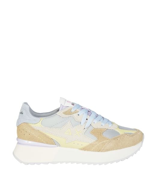 Sun 68 White Stylish Platform Sneakers