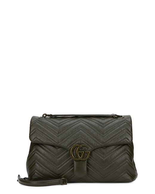 Gucci Gray Shoulder Bag Marmont Leather Calf Skin