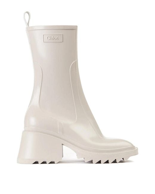 Chloé White Back Loop Ankle Boots With Square Toe And 50Mm Heel Height