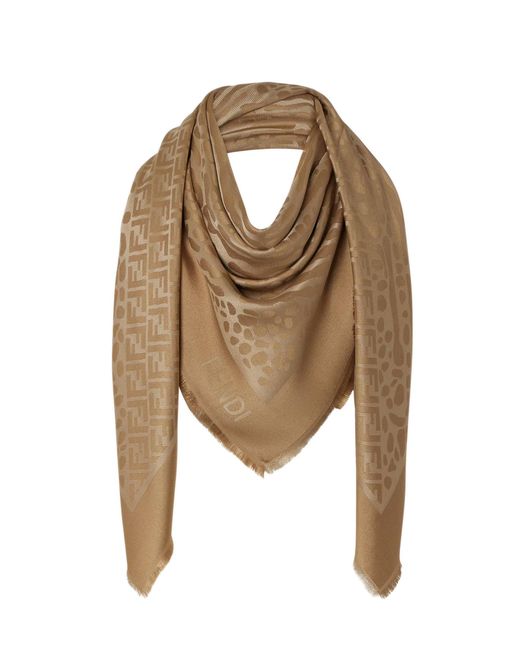 Fendi Natural Silk And Wool Blend Scarf