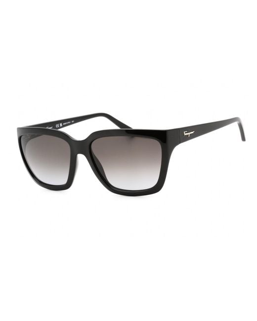 Ferragamo Black Rectangular Sunglasses With Gradient Lenses