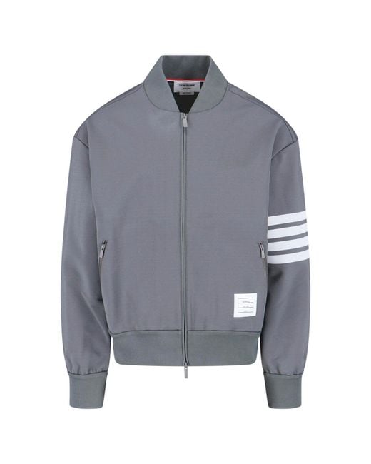Thom Browne Gray 4 Bar Bomber Jacket for men