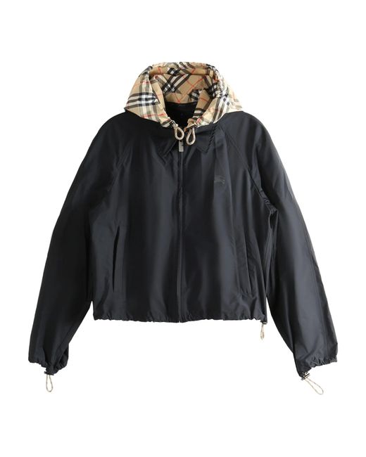 Burberry Black Zip Closure Jacket With Detachable Hood