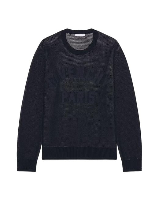 Givenchy Blue Ottoman Crew Neck Sweater for men