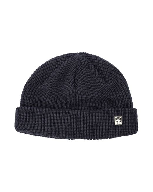 Obey Blue Ribbed Knit Beanie for men