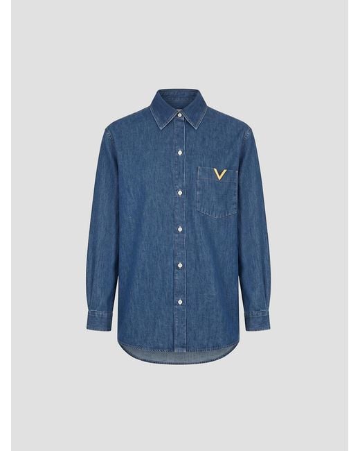 Valentino Blue Medium Denim Solid Shirt