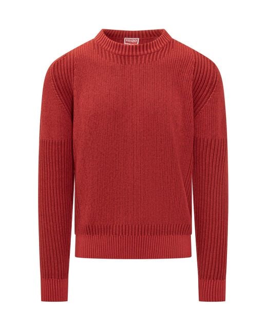 KENZO Red Classic Pullover Sweater For