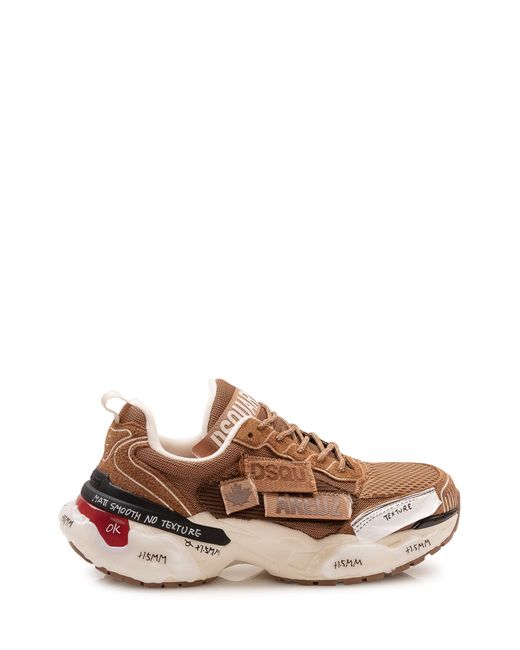 DSquared² Brown Sneaker With Layered Inserts And Maxi Sole