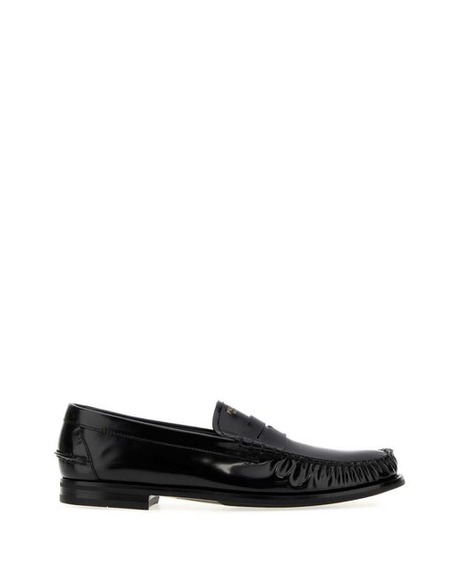 Prada Black Leather Loafers for men