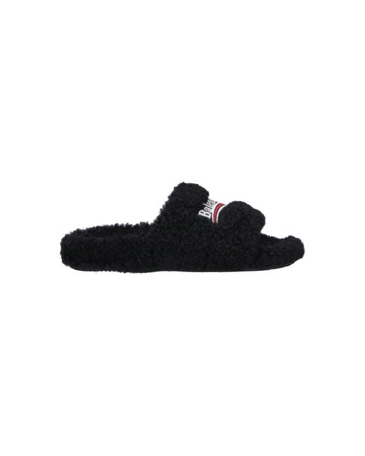 Balenciaga Black Polyester Strap Sandals