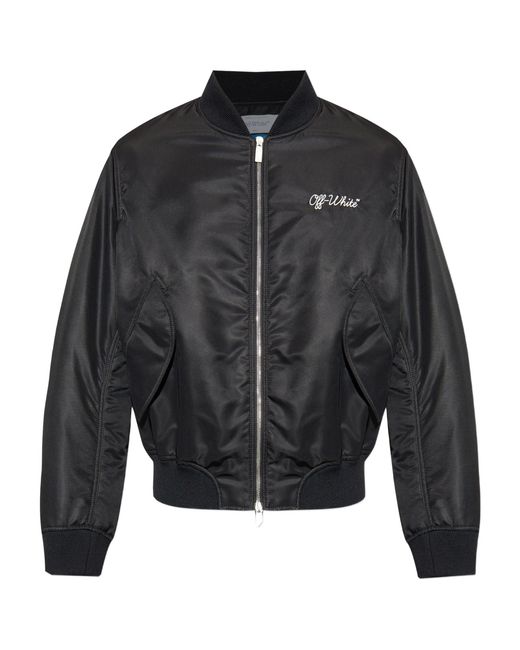 Off-White c/o Virgil Abloh Gray Script Nyl Varsity Bomber for men