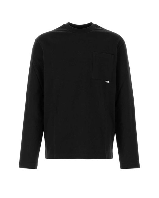 Jil Sander Black T-Shirt Ls W/Pocket for men