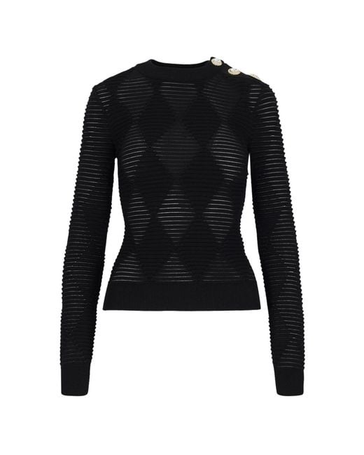 Balmain Black Textured Sweater