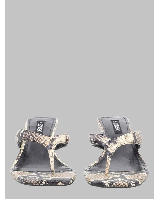 Senso Metallic Python-Print Thong Sandals