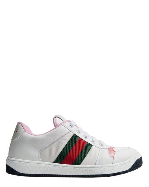 Gucci White Double G Rubber-Insert Sneaker With Padded Elastane Lining