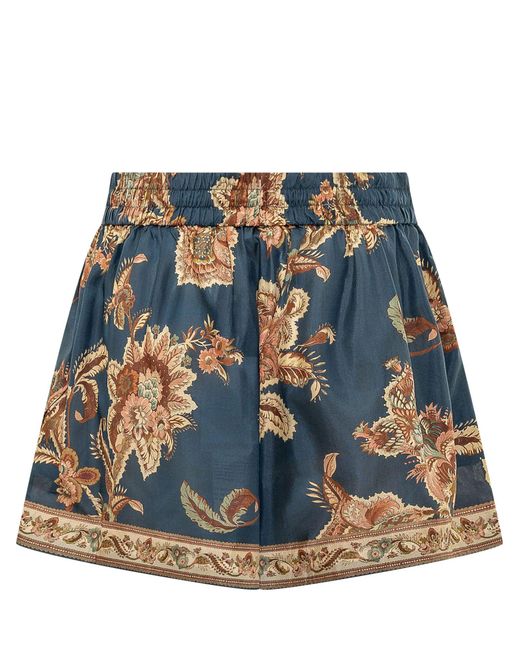 Zimmermann Blue Aster Mini Shorts