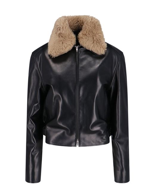 Phoebe Philo Black Fur-Trim Leather Jacket