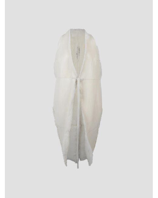 Rick Owens White Cyclops Fur Coat