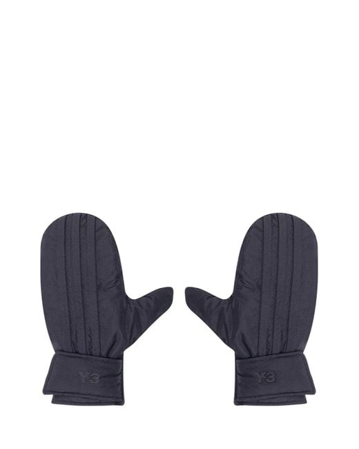 Y-3 Blue Oversized Logo Gloves