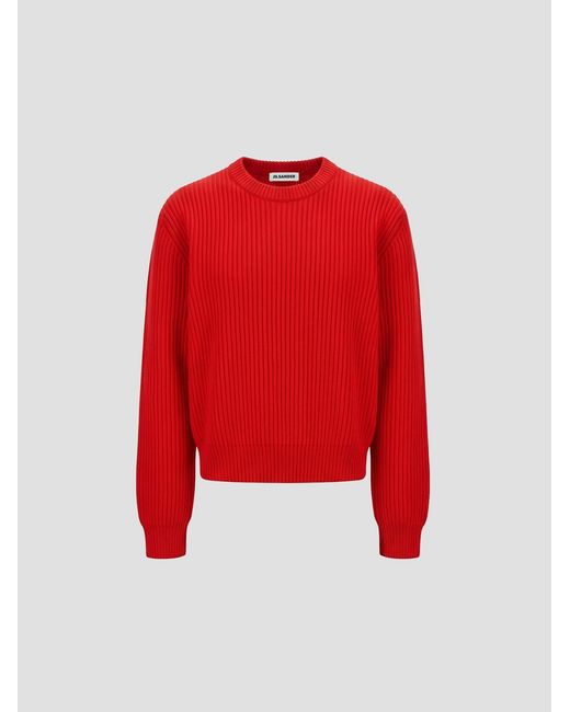Jil Sander Red Wool Sweater