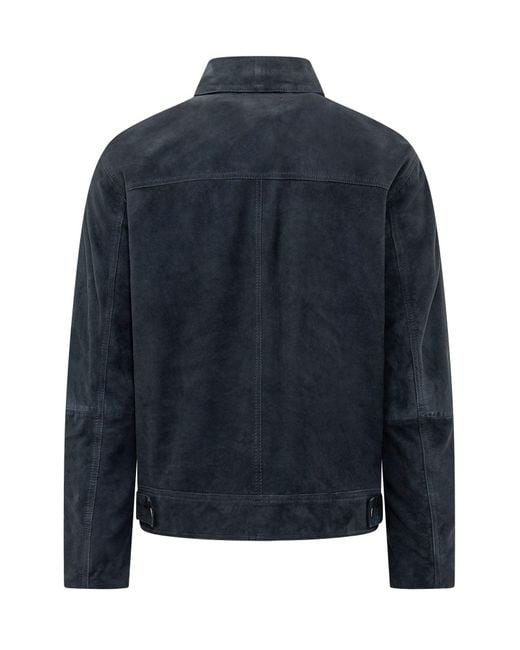 Amaranto Blue Chic Mini Jacket With Zip And Applied Pockets