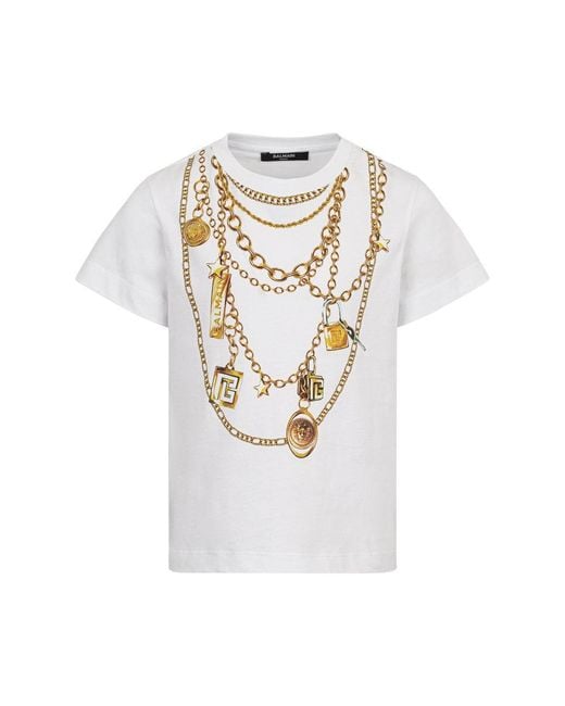 Balmain White "Chains" T Shirts