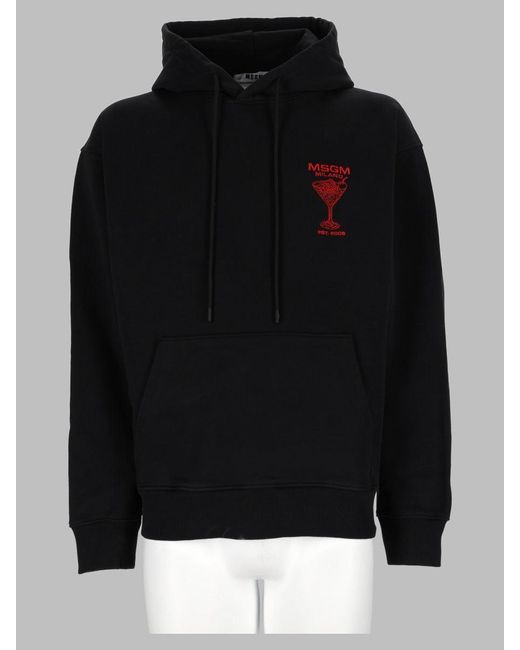 MSGM Black Cotton Sweatshirt For for men