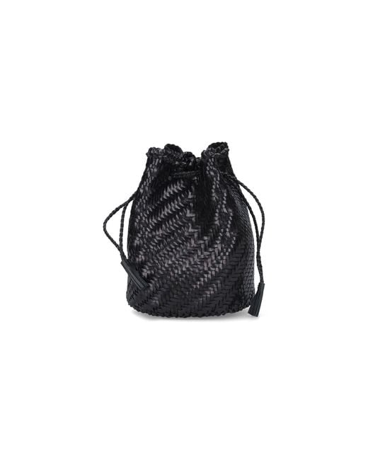 Dragon Diffusion Black Woven Drawstring Bucket Bag