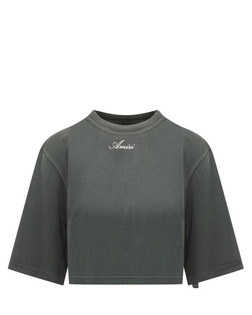 Amiri Gray Cropped Tee