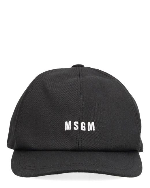 MSGM Black Baseball Cap for men