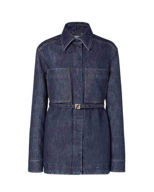 Fendi Blue Denim Belted Jacket