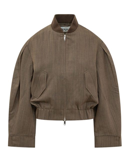 Ganni Brown Bomber Jacket