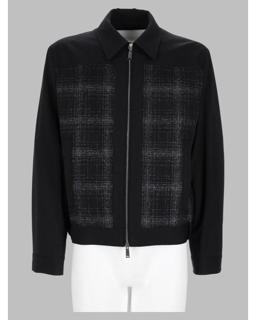 DSquared² Black Plaid Panel Zip Front Jacket for men