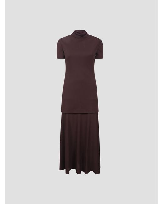 Jil Sander Purple Layered-Design Midi Dress