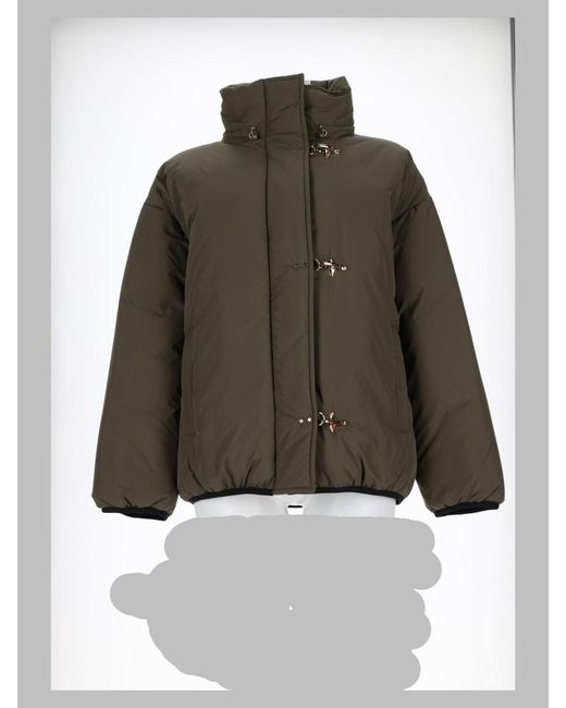 Fay Blue Puffer Jacket With High Collar And Toggle Closure