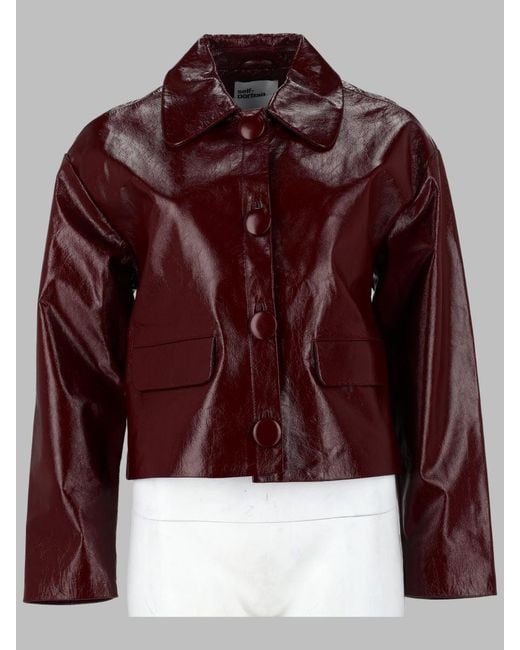Self-Portrait Red Cropped Leather Jacket