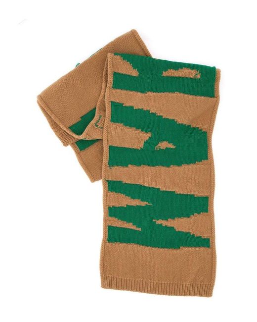 Marni Green Logo Knit Scarf