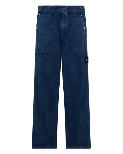 Stone Island Men's Blue Loose Fit Fatigue Jeans With Pockets