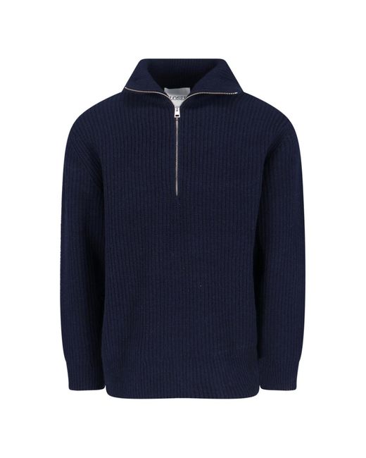 Closed Blue High-Neck Ribbed Wool Sweater for men