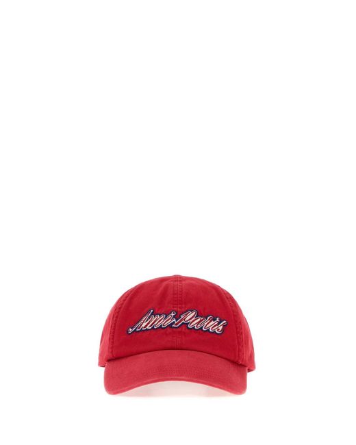 AMI Red Cotton Baseball Cap for men