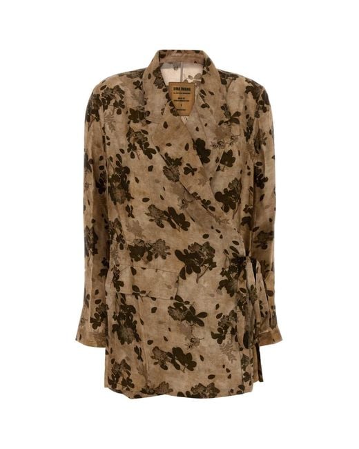 Uma Wang Multicolor Printed Satin Blazer