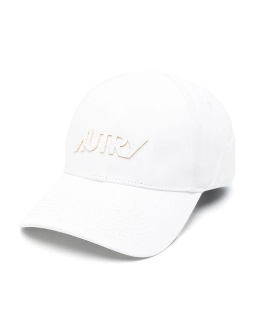 Autry White Six-Panel Baseball Cap With Contrasting Inserts And Logo Front for men